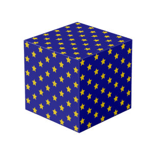 Gold Stars Pattern, Navy Blue, Exclusive Cube