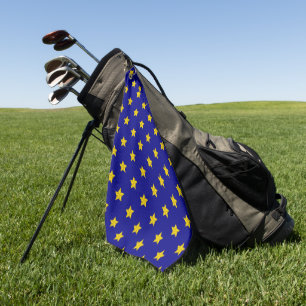Gold Stars Pattern, Navy Blue, Exclusive Golf Towel