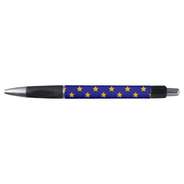 Gold Stars Pattern, Navy Blue, Exclusive Pen (Front)