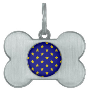Gold Stars Pattern, Navy Blue, Exclusive Pet ID Tag