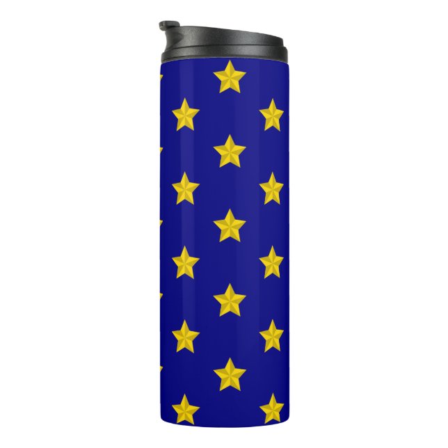 Gold Stars Pattern, Navy Blue, Exclusive Thermal Tumbler (Rotated Right)