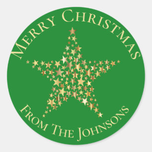 Gold Stars Personalized Envelope Seals Stickers