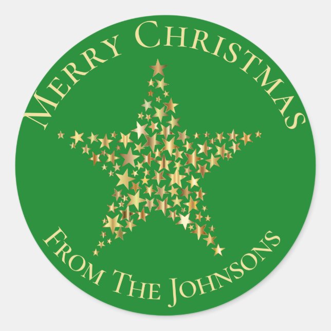 Gold Stars Personalized Envelope Seals Stickers (Front)