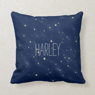 Gold Stars Personalized with Name Throw Pillow