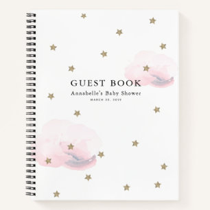 Gold Stars & Pink Clouds Baby Shower Guest Book