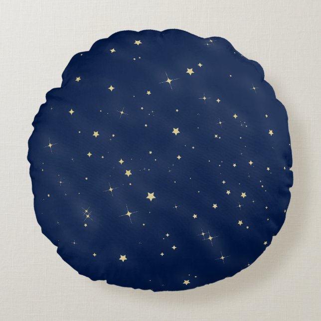 Gold Stars Round Pillow (Front)