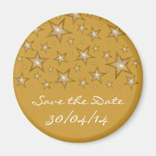 Gold Stars 'Save the Date' frigo aimant or