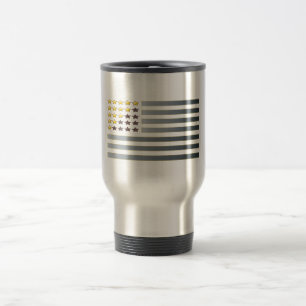 Gold Stars Silver Stripes Travel Mug