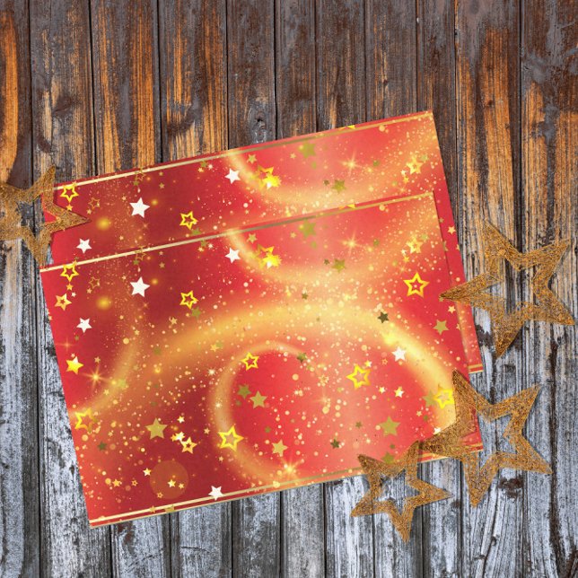 Gold Stars Sparkles And Light On Red Tissue Paper (Creator Uploaded)