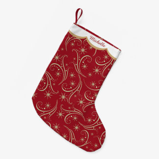 Gold Stars Swirl Personalized Small Christmas Stocking