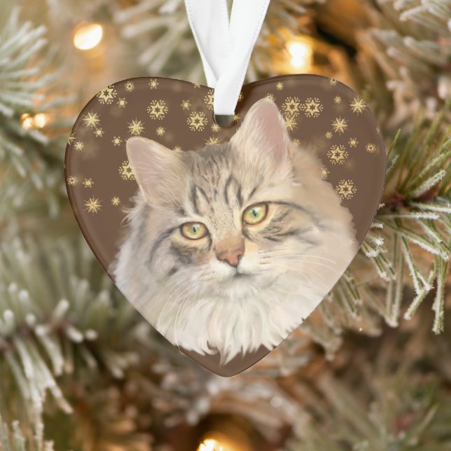 Gold Stars Tabby Cat Grandchild Ornament (Tree)
