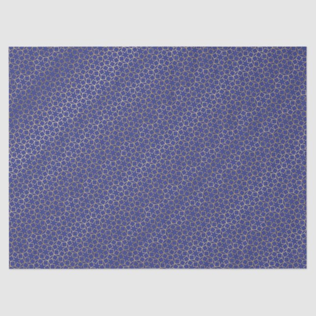 Gold Stars Tissue paper Arabesque Pattern Blue (Front)