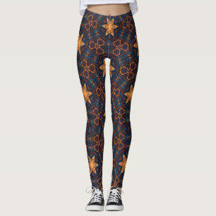 Gold Stars with Blue Background Leggings