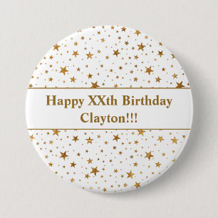 Gold Stars With Message Birthday 3 Inch Round Button