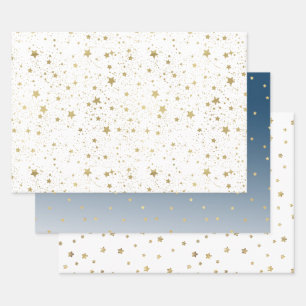Gold Stars Wrapping Paper Sheet
