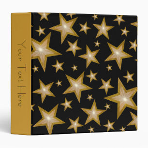 Gold Stars 'Your Text' binder black