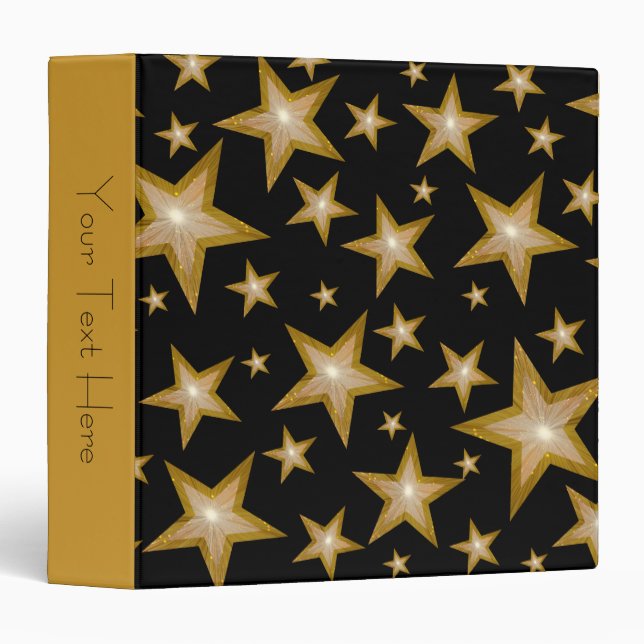 Gold Stars 'Your Text' binder black (Front/Spine)