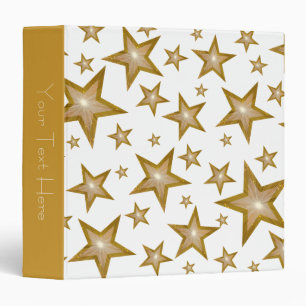Gold Stars 'Your Text' binder white