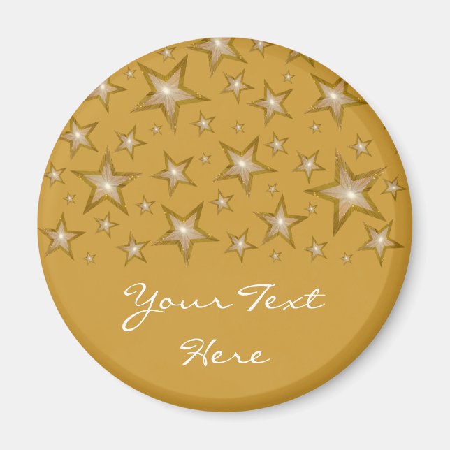 Gold Stars 'Your Text' fridge magnet gold (Front)