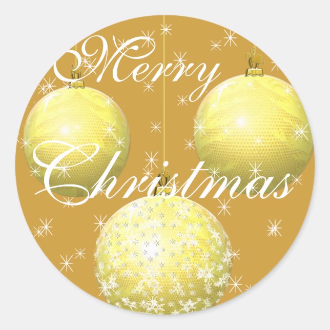 Gold Sticker Gold Christmas Ornaments with Stars (Front)