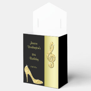 Gold Stiletto & Treble Cleft Birthday Favor Box