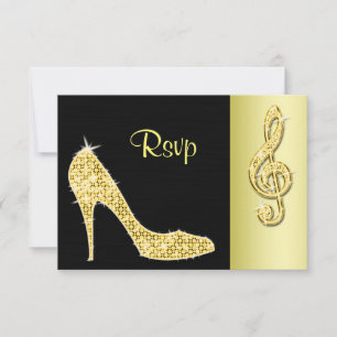 Gold Stiletto & Treble Cleft RSVP Card
