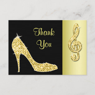 Gold Stiletto & Treble Cleft Thank You Card