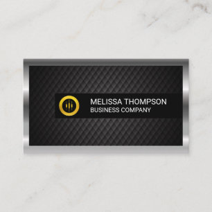 Gold Stock Logo Black Tiling Silver Metallic Business Card