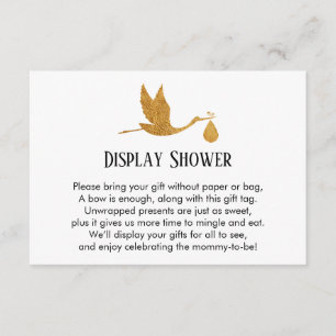 Gold Stork Display Baby Shower Insert Gift Card