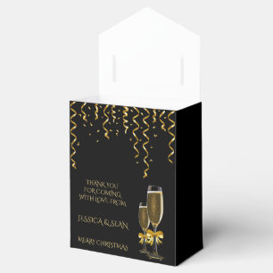 Gold Streamers & Champagne Christmas Favor Box
