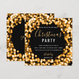 Gold String Lights Corporate Christmas Party Invitation