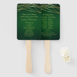Gold String Lights on Emerald Green Hand Fan