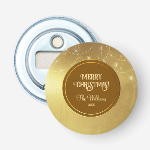 Gold Strings Snowflakes Gold Metallic Bottle Opener