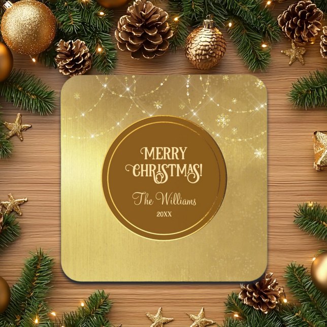 Gold Strings Snowflakes Gold Metallic   Coaster (Creator Uploaded)