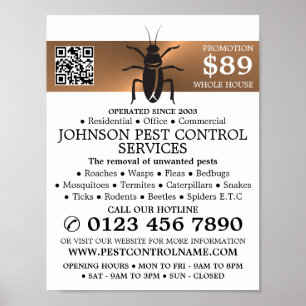 Gold Strip - Black Cockroach - Pest Control Poster