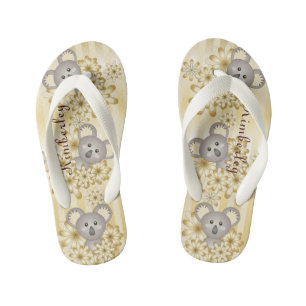 Gold Stripe Cute Baby Koala Kid's Flip Flops