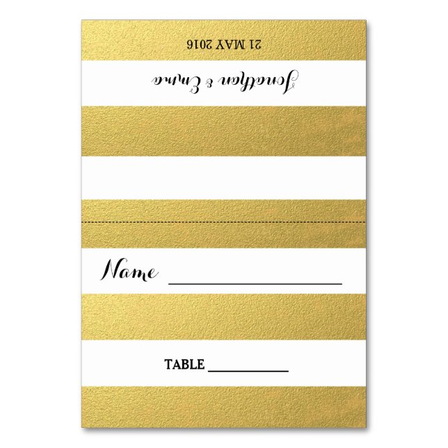 Gold Stripe Escort Cards (Front)