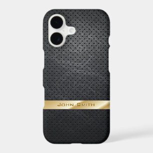 Gold Stripe Faux Dark Grunge Metal with Name