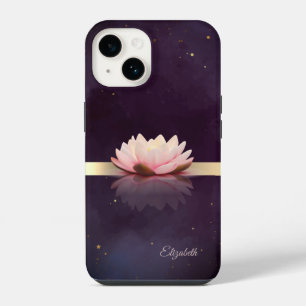 Gold Stripe Lotus Flower Boho iPhone 14 Case