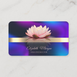 Gold Stripe Lotus Flower Holographic Business Card