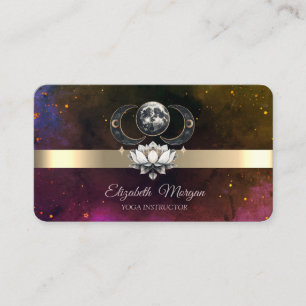 Gold Stripe Lotus Moon Business Card