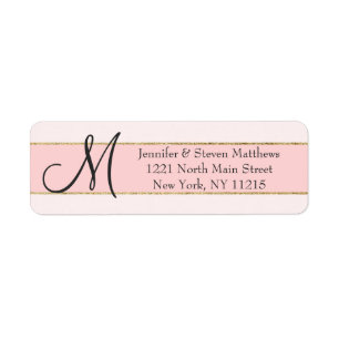 Gold Stripe Pink Monogram Initials and Name Labels
