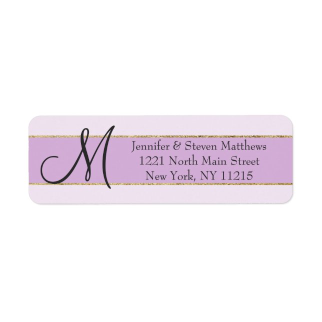 Gold Stripe Purple Monogram Initials and Name (Front)