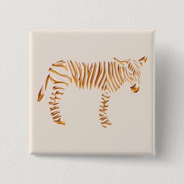 Gold Stripe Zebra 2 Inch Square Button (Front)