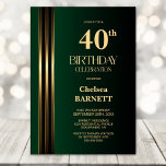 Gold Striped Black Green 40th Birthday Party Invitation<br><div class="desc">Invite your friends and loved ones to your birthday celebration with this modern gold striped black and green 40th birthday party invitation. The customizable text area in this invitation template allows you to include all the necessary details for your special birthday celebration, including the date, time, venue, and RSVP information....</div>