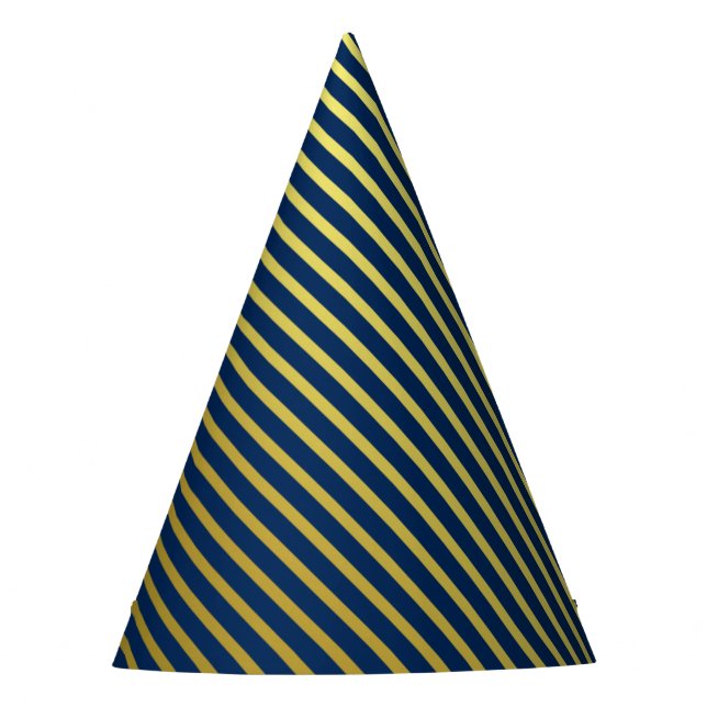 Gold Striped Blue Party Hat (Front)