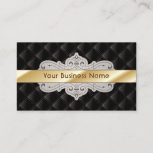 Gold Striped Luxury Diamond Black Business Card