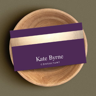 Gold Striped Modern Stylish Purple Business Card