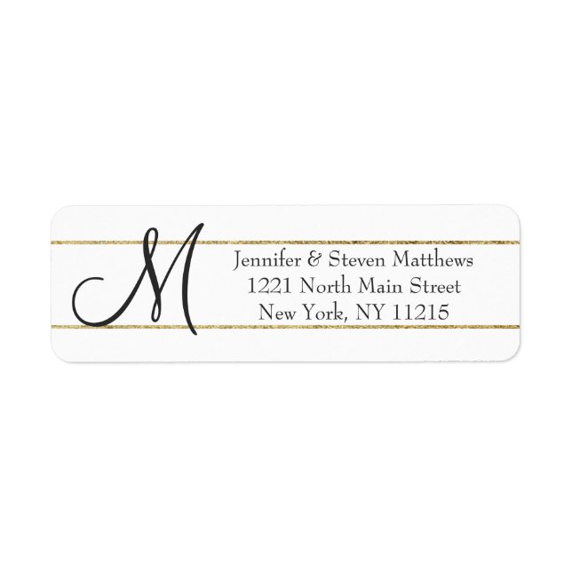 Gold Striped Monogram Initials and Name Labels (Front)