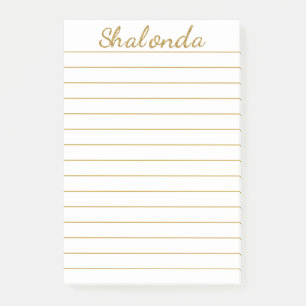 Gold Striped Personalized Post-it® Notes 4 x 6
